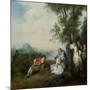 A Company at the Edge of the Forest, 1720 (Oil on Canvas)-Nicolas Lancret-Mounted Giclee Print