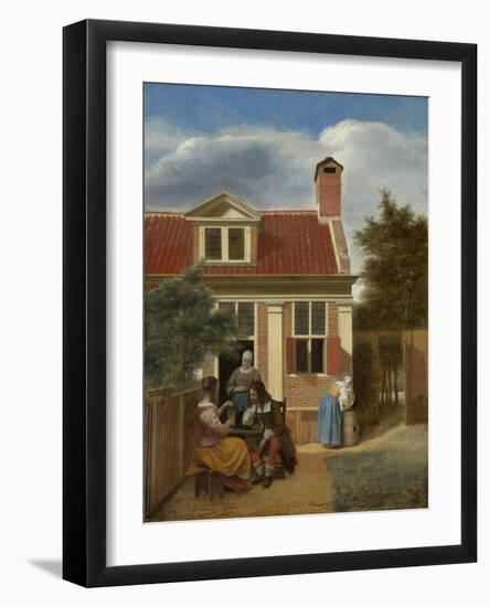 A Company in the Courtyard Behind a House, 1663-1665-Pieter de Hooch-Framed Giclee Print