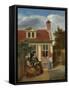 A Company in the Courtyard Behind a House, 1663-1665-Pieter de Hooch-Framed Stretched Canvas