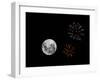A Composite Image with Fireworks and a New Moon-Stocktrek Images-Framed Photographic Print