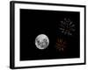 A Composite Image with Fireworks and a New Moon-Stocktrek Images-Framed Photographic Print