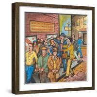 A `Con Man' Selling Toy Wrist Watches for Real Ones on a Seattle Street-Ronald Ginther-Framed Giclee Print