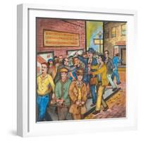 A `Con Man' Selling Toy Wrist Watches for Real Ones on a Seattle Street-Ronald Ginther-Framed Giclee Print
