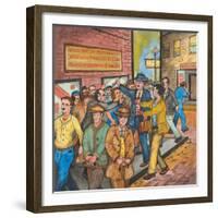 A `Con Man' Selling Toy Wrist Watches for Real Ones on a Seattle Street-Ronald Ginther-Framed Giclee Print