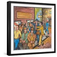 A `Con Man' Selling Toy Wrist Watches for Real Ones on a Seattle Street-Ronald Ginther-Framed Giclee Print