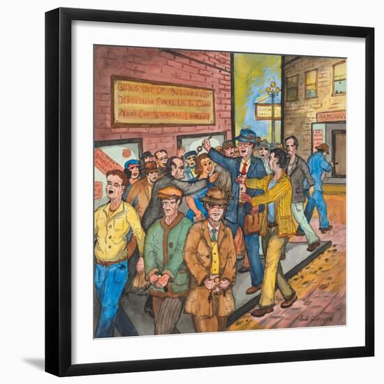 A `Con Man' Selling Toy Wrist Watches for Real Ones on a Seattle Street-Ronald Ginther-Framed Giclee Print