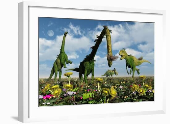 A Conceptual Dinosaur Garden-null-Framed Art Print