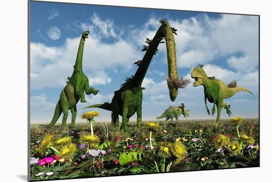 A Conceptual Dinosaur Garden-null-Mounted Art Print