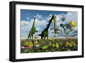 A Conceptual Dinosaur Garden-null-Framed Art Print