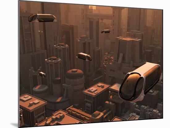 A Conceptual Image of a Futuristic City-Stocktrek Images-Mounted Photographic Print