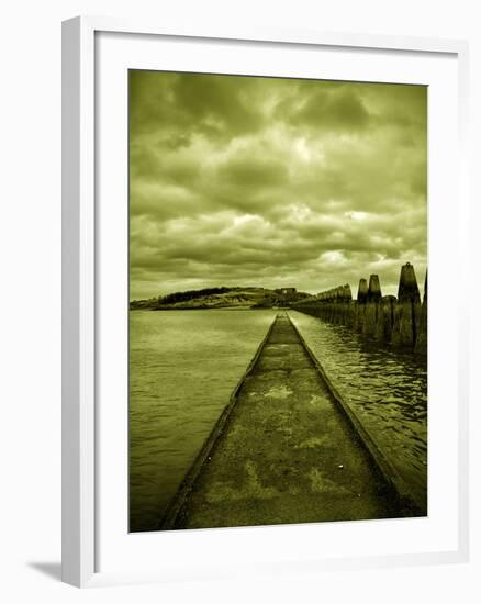 A Concrete Jetty on Water under a Stormy Sky-Cristina Carra Caso-Framed Photographic Print