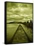 A Concrete Jetty on Water under a Stormy Sky-Cristina Carra Caso-Framed Stretched Canvas