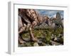 A Confrontation Between a T. Rex and a Spinosaurus Dinosaur-Stocktrek Images-Framed Photographic Print