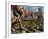 A Confrontation Between a T. Rex and a Spinosaurus Dinosaur-Stocktrek Images-Framed Photographic Print