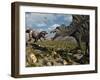 A Confrontation Between a T. Rex and a Spinosaurus Dinosaur-Stocktrek Images-Framed Photographic Print