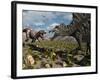 A Confrontation Between a T. Rex and a Spinosaurus Dinosaur-Stocktrek Images-Framed Photographic Print
