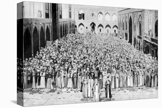 A Congregation Faces the Holy Kaaba in Mecca's Mosque, Saudi Arabia, 1922-null-Stretched Canvas