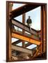 A Construction Worker Stands on a Steel Beam While Working on a High Rise Building-null-Framed Photographic Print