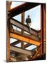 A Construction Worker Stands on a Steel Beam While Working on a High Rise Building-null-Mounted Photographic Print
