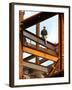 A Construction Worker Stands on a Steel Beam While Working on a High Rise Building-null-Framed Photographic Print