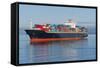 A Container Ship Anchored in a Harbour.-Gary Blakeley-Framed Stretched Canvas