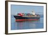 A Container Ship Anchored in a Harbour.-Gary Blakeley-Framed Photographic Print