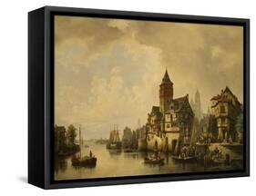 A Continental River Town, 1856-Leon Bakst-Framed Stretched Canvas