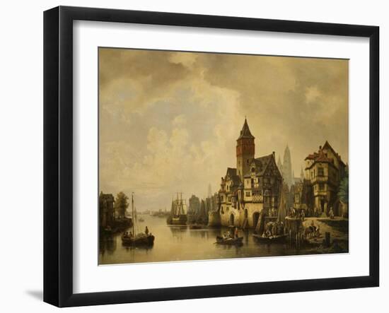 A Continental River Town, 1856-Leon Bakst-Framed Giclee Print