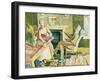 A Conversation, 1917 (Oil on Canvas Laid on Board)-Therese Lessore-Framed Giclee Print