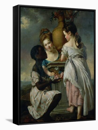 A Conversation Between Girls, or Two Girls with Their Black Servant, 1770-Joseph Wright of Derby-Framed Stretched Canvas