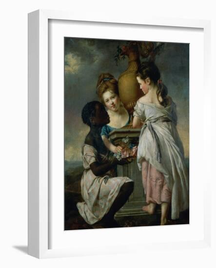 A Conversation Between Girls, or Two Girls with Their Black Servant, 1770-Joseph Wright of Derby-Framed Giclee Print