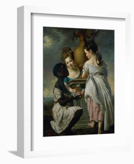 A Conversation Between Girls, or Two Girls with Their Black Servant, 1770-Joseph Wright of Derby-Framed Giclee Print