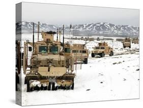 A Convoy of Vehicles During a Route Clearing Procedure in Afghanistan-Stocktrek Images-Stretched Canvas