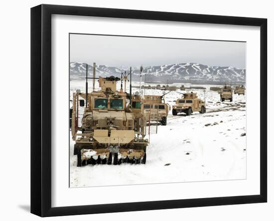 A Convoy of Vehicles During a Route Clearing Procedure in Afghanistan-Stocktrek Images-Framed Photographic Print