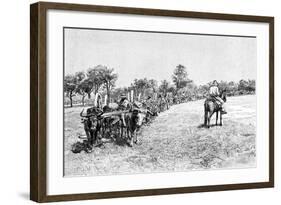 A Convoy of Wagons, South America, 1895-null-Framed Giclee Print