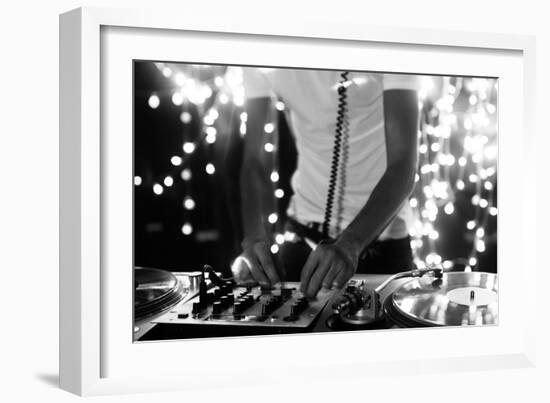 A Cool Male Dj on the Turntables-dubassy-Framed Photographic Print