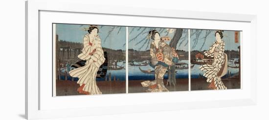 A Cool Summer Evening at Ryogoku, 1848-51-Utagawa Hiroshige-Framed Giclee Print