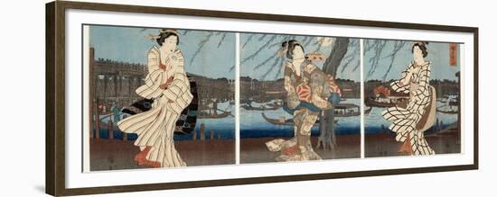A Cool Summer Evening at Ryogoku, 1848-51-Utagawa Hiroshige-Framed Giclee Print