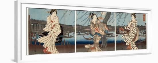 A Cool Summer Evening at Ryogoku, 1848-51-Utagawa Hiroshige-Framed Giclee Print