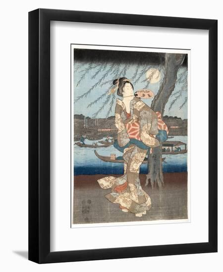 A Cool Summer Evening at Ryogoku, 1848-51-Utagawa Hiroshige-Framed Premium Giclee Print