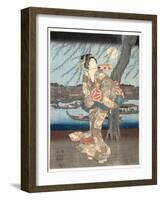 A Cool Summer Evening at Ryogoku, 1848-51-Utagawa Hiroshige-Framed Giclee Print