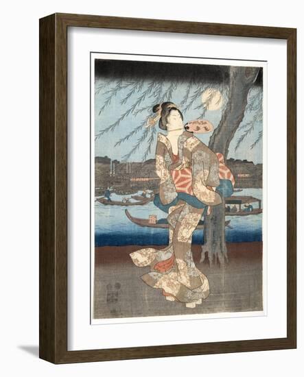 A Cool Summer Evening at Ryogoku, 1848-51-Utagawa Hiroshige-Framed Giclee Print