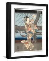 A Cool Summer Evening at Ryogoku, 1848-51-Utagawa Hiroshige-Framed Giclee Print