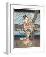 A Cool Summer Evening at Ryogoku, 1848-51-Utagawa Hiroshige-Framed Giclee Print