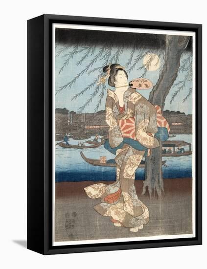 A Cool Summer Evening at Ryogoku, 1848-51-Utagawa Hiroshige-Framed Stretched Canvas