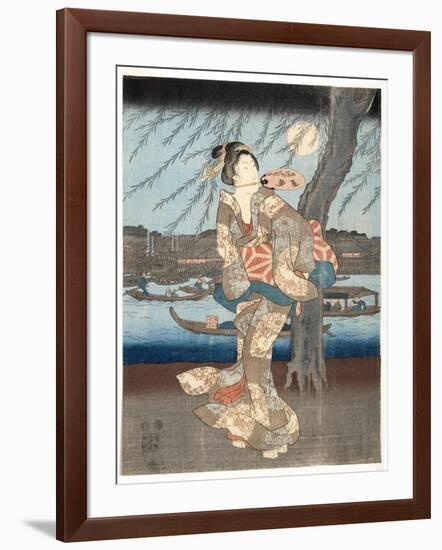 A Cool Summer Evening at Ryogoku, 1848-51-Utagawa Hiroshige-Framed Giclee Print