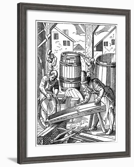 A Cooper's Workshop, 16th Century-Jost Amman-Framed Giclee Print