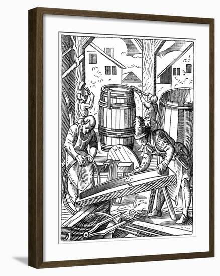 A Cooper's Workshop, 16th Century-Jost Amman-Framed Giclee Print