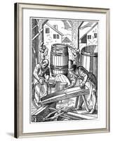 A Cooper's Workshop, 16th Century-Jost Amman-Framed Giclee Print