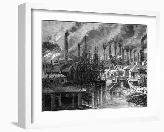 A Copper Factory in Cornwall, 19th Century-Jean Baptiste Henri Durand-Brager-Framed Giclee Print
